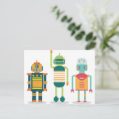 Wellcoda Cartoon Robot Party Kind Fun Life Briefkaart (Staand voorkant)