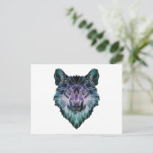 Wellcoda Epic Summer Wolf Face Natuur Fun Briefkaart (Staand voorkant)