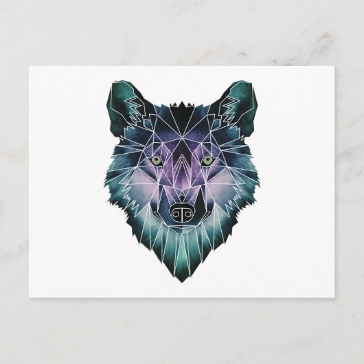 Wellcoda Epic Summer Wolf Face Natuur Fun Briefkaart (Voorkant)