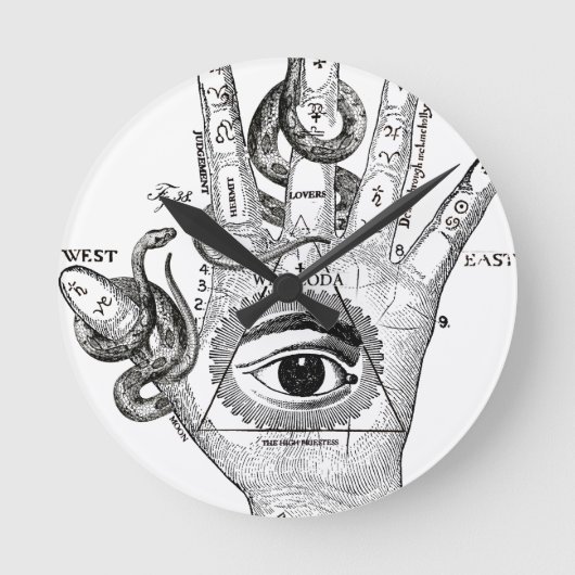 Wellcoda Illuminati Compass Snake Hand Ronde Klok (Voorkant)