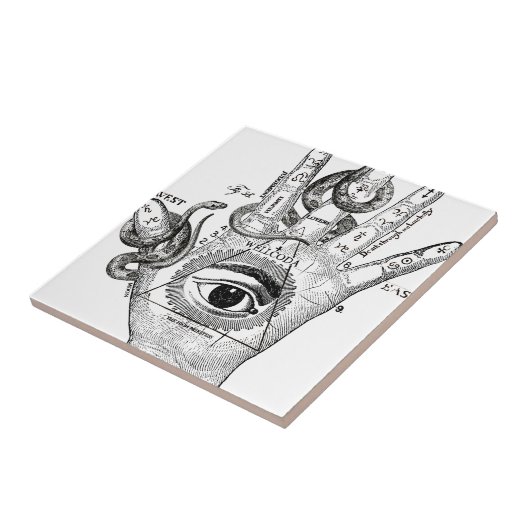 Wellcoda Illuminati Compass Snake Hand Tegeltje (Zijkant)