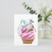 Wellcoda Unicorn Cornetto Fun Ice Cream Briefkaart (Staand voorkant)