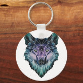 Wellcoda Wild Wolf Face Pack Animal Life Sleutelhanger (Voorkant)