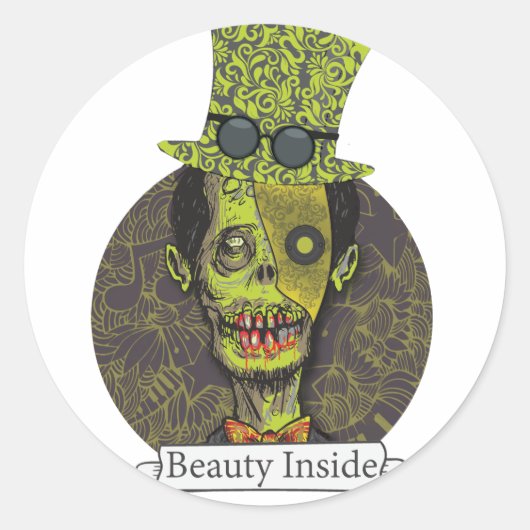 Wellcoda zombie dood monster eng griezelig ronde sticker (Voorkant)