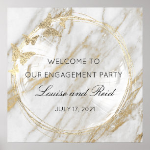 Wellcome to Wedding Verloving Gold Marble Poster
