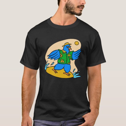 wellensittich surf surfing bird t-shirt (Voorkant)