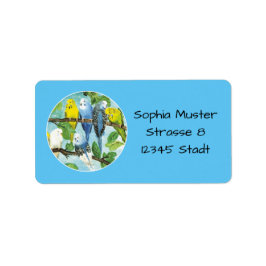 Wellensittiche - Aquarell-Design | Etiket