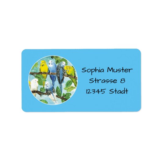 Wellensittiche - Aquarell-Design | Etiket (Voorkant)