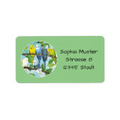 Wellensittiche - Aquarell-Design grün | Etiket (Voorkant)
