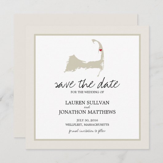 Wellfleet Cape Cod Wedding Save the Date (Voorkant / Achterkant)
