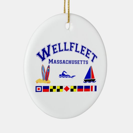 Wellfleet MA Signal Flags Keramisch Ornament (Rechts)