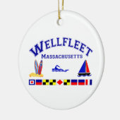 Wellfleet MA Signal Flags Keramisch Ornament (Links)