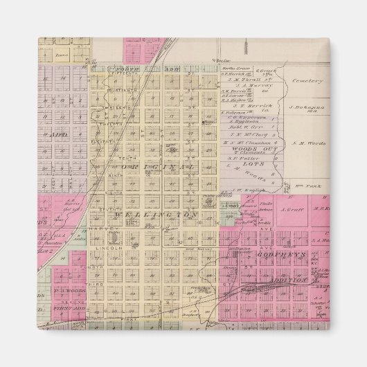 Wellington, Beaumont, Brainar, d en Benton, Kansas Magneet (Voorkant)
