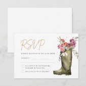 Wellington Boot Floral RSVP Kaartje (Voorkant / Achterkant)
