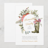 Wellington Boot Floral Weddenschap Kaart (Voorkant / Achterkant)