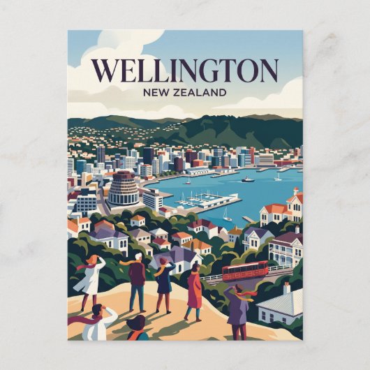 Wellington Nieuw-Zeeland Briefkaart (Voorkant)