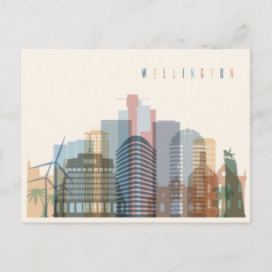 Wellington, Nieuw-Zeeland   City Skyline Briefkaart