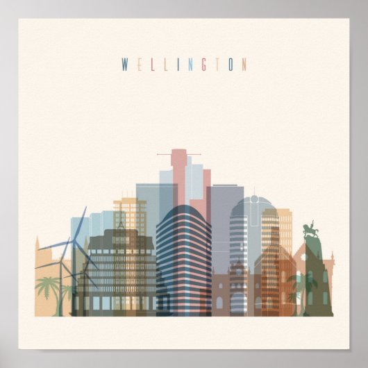 Wellington, Nieuw-Zeeland | City Skyline Poster (Voorkant)