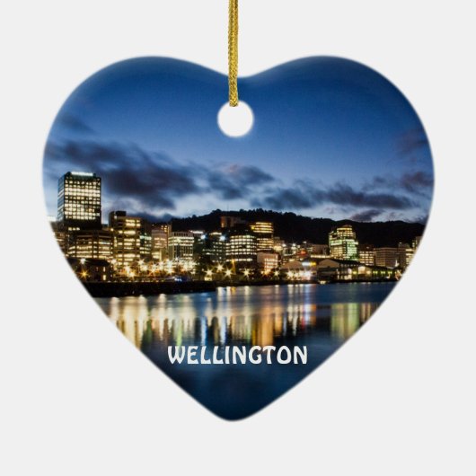 Wellington, Nieuw-Zeeland, Schilderachtig kerstver Keramisch Ornament (Achterkant)