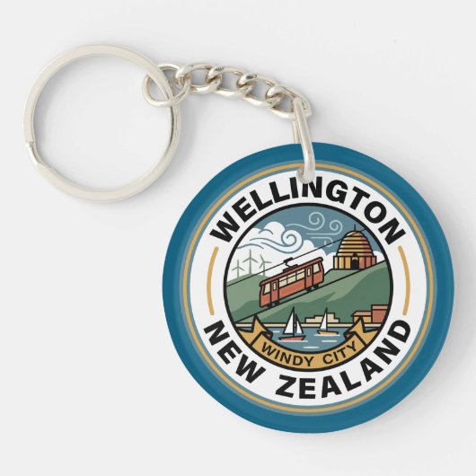 Wellington Nieuw-Zeeland Sleutelhanger (Voorkant)
