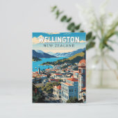 Wellington Nieuw-Zeeland Travel Art Vintage Briefkaart (Staand voorkant)