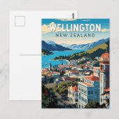 Wellington Nieuw-Zeeland Travel Art Vintage Briefkaart (Voorkant / Achterkant)
