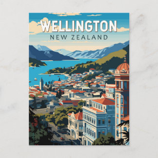 Wellington Nieuw-Zeeland Travel Art Vintage Briefkaart