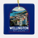 Wellington Nieuw-Zeeland Travel Art Vintage Keramisch Ornament<br><div class="desc">Wellington retro vector reisontwerp. Wellington,  de hoofdstad van Nieuw-Zeeland,  ligt vlak bij het zuidelijkste punt van het Noordereiland aan de Straat Cook.</div>