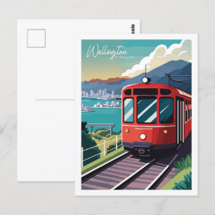 Wellington Nieuw-Zeeland vintage reisillustratie Briefkaart