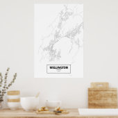 Wellington, Nieuw-Zeeland (zwart op wit) Poster (Keuken)