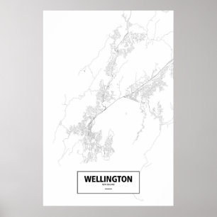 Wellington, Nieuw-Zeeland (zwart op wit) Poster