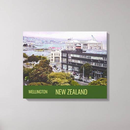 Wellington Nieuw-Zeelandse reisafdruk Canvas Afdruk (Voorkant)