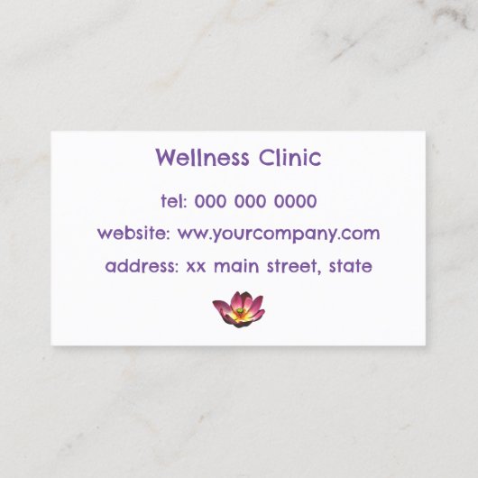 Wellness Clinic Pilates Yoga Stretching Studio Visitekaartje (Achterkant)