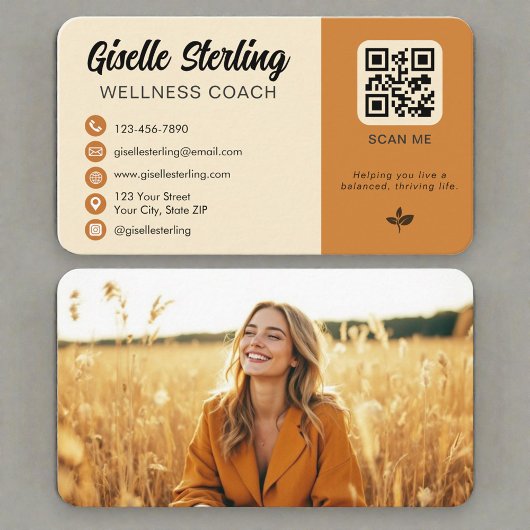 Wellness Coach Foto QR Code Visitekaartje
