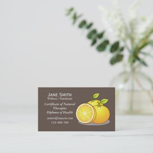 Wellness coach fruit Voedingsdeskundige freelance  Visitekaartje (Staand voorkant)