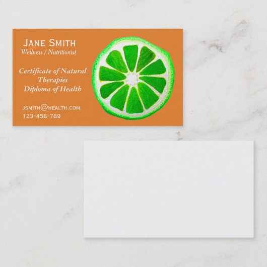 Wellness coach Nutritionist freelance health Visitekaartje (Voorkant / Achterkant)