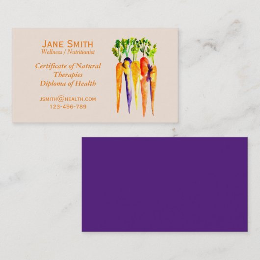 Wellness coach Voedingsdeskundige freelance gezond Visitekaartje (Voorkant / Achterkant)