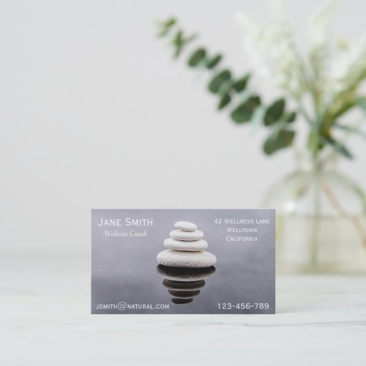 Wellness Coach Zen stenen Visitekaartje (Staand voorkant)