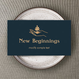 Wellness Counselor Hand Holding Leaf Plant Visitekaartje