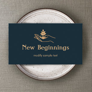 Wellness Counselor Hand Holding Leaf Plant Visitekaartje