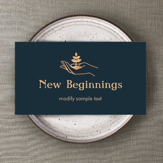 Wellness Counselor Hand Holding Leaf Plant Visitekaartje