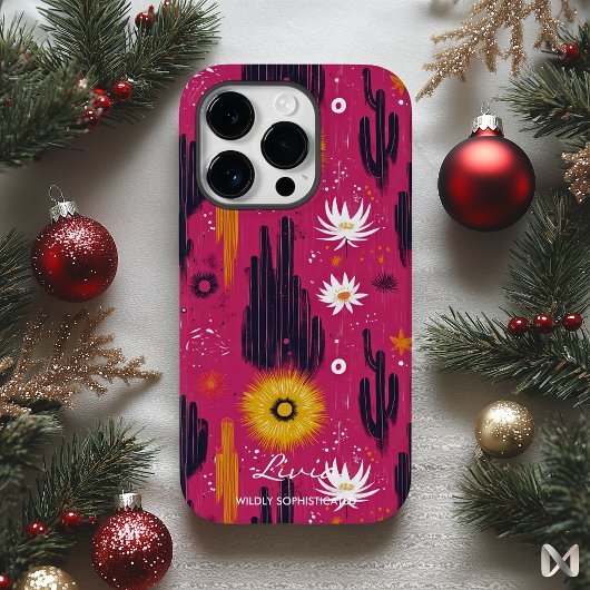Wellness Desert Bloeit Met Vette Magenta & Cactuss Case-Mate iPhone Case