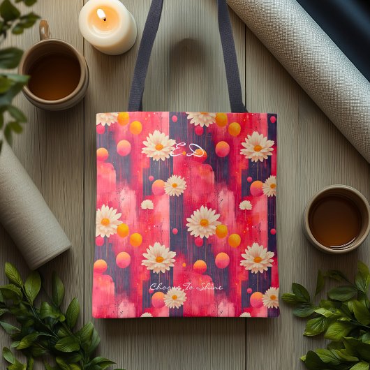 Wellness Geïnspireerd Bloemen Daisy gepersonalisee Tote Bag