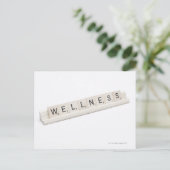 Wellness gespeld op een Woordbordspel. Briefkaart (Staand voorkant)