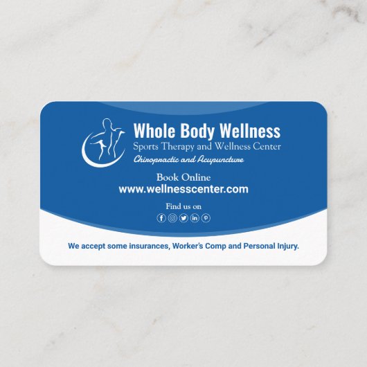 Wellness, handtherapie, sportmassage, medisch visitekaartje (Achterkant)