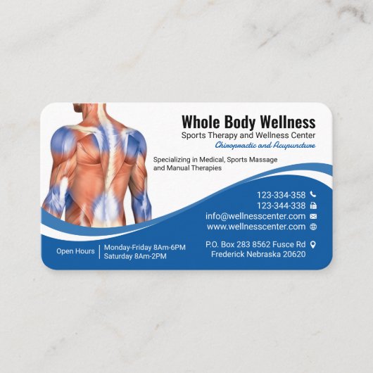 Wellness, handtherapie, sportmassage, medisch visitekaartje (Voorkant)