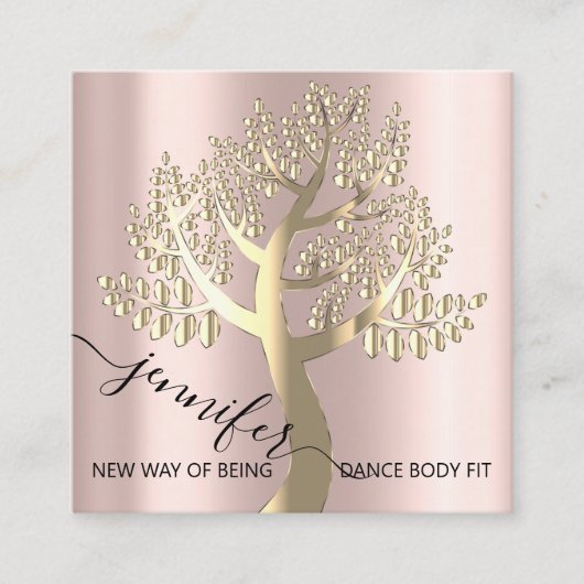 Wellness SPA Couch QRCODE Roos Tree of Live Vierkante Visitekaartje (Voorkant)