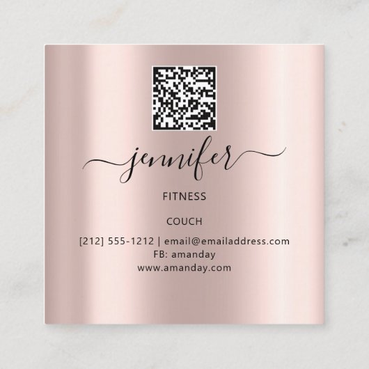 Wellness SPA Couch QRCODE Roos Tree of Live Vierkante Visitekaartje (Achterkant)