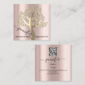 Wellness SPA Couch QRCODE Roos Tree of Live Vierkante Visitekaartje (Voorkant / Achterkant)