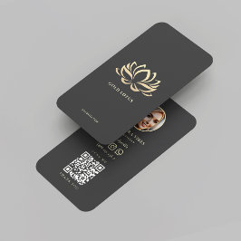 Wellness Spa Hair Beauty Esthetician Gold Lotus Visitekaartje